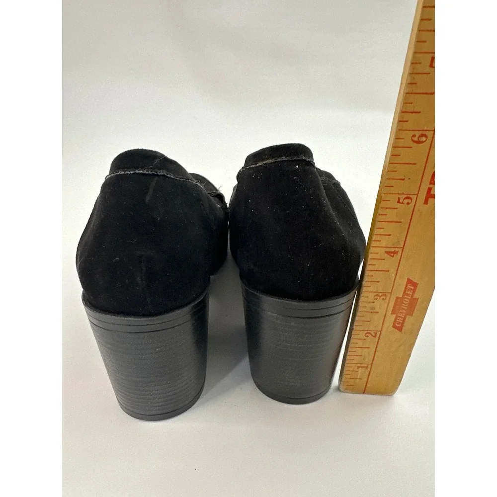MIA Black Suede Tassel Loafer Block Heel Pumps Women's Size‎ 7.5M Shoes